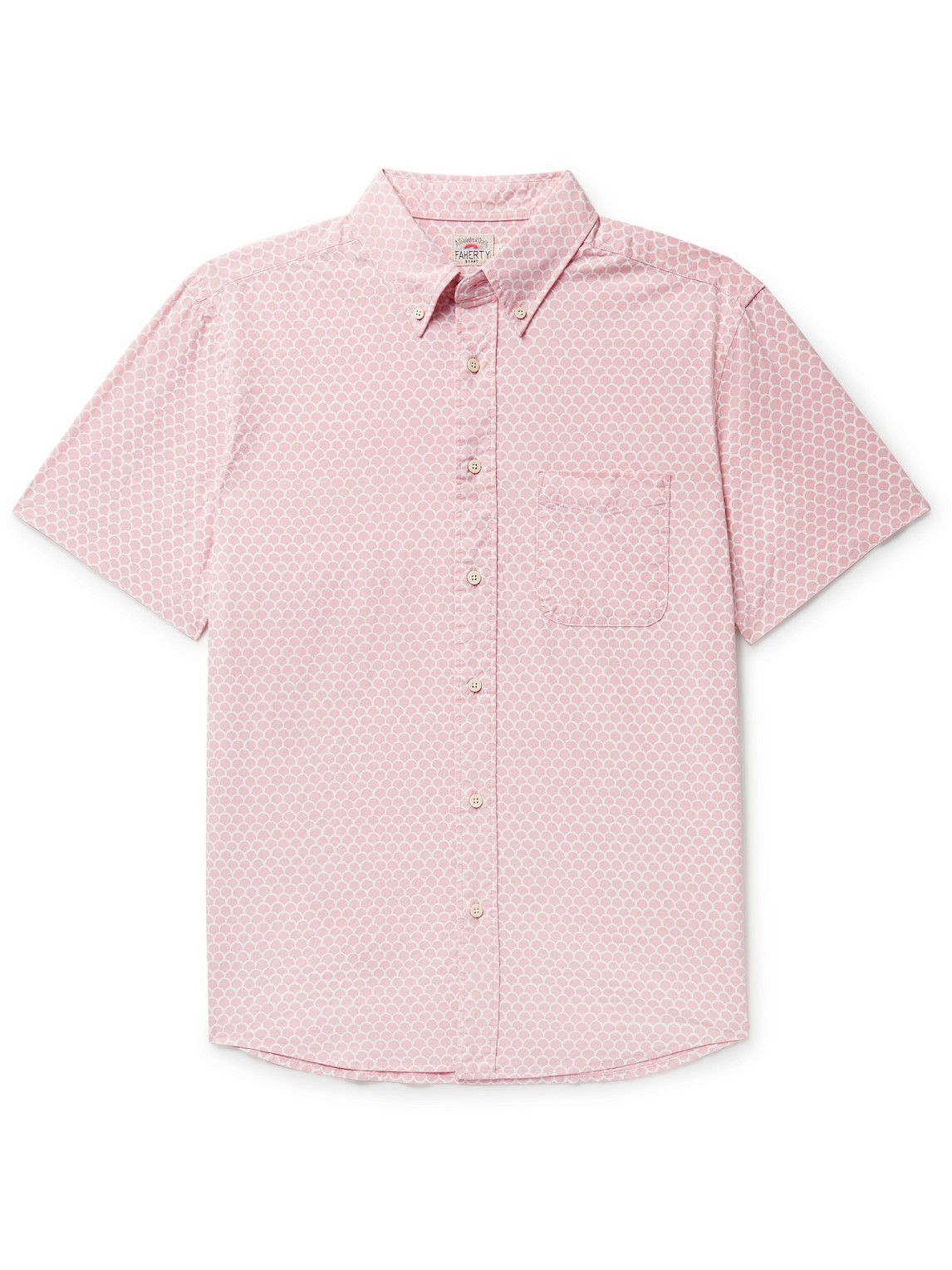 Faherty Playa ButtonDown Collar Printed StretchCotton Shirt Pink