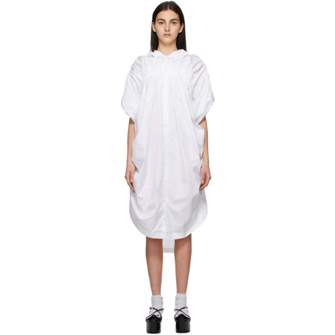 Noir Kei Ninomiya White Cotton Broadcloth Short Sleeve Dress Noir Kei ...