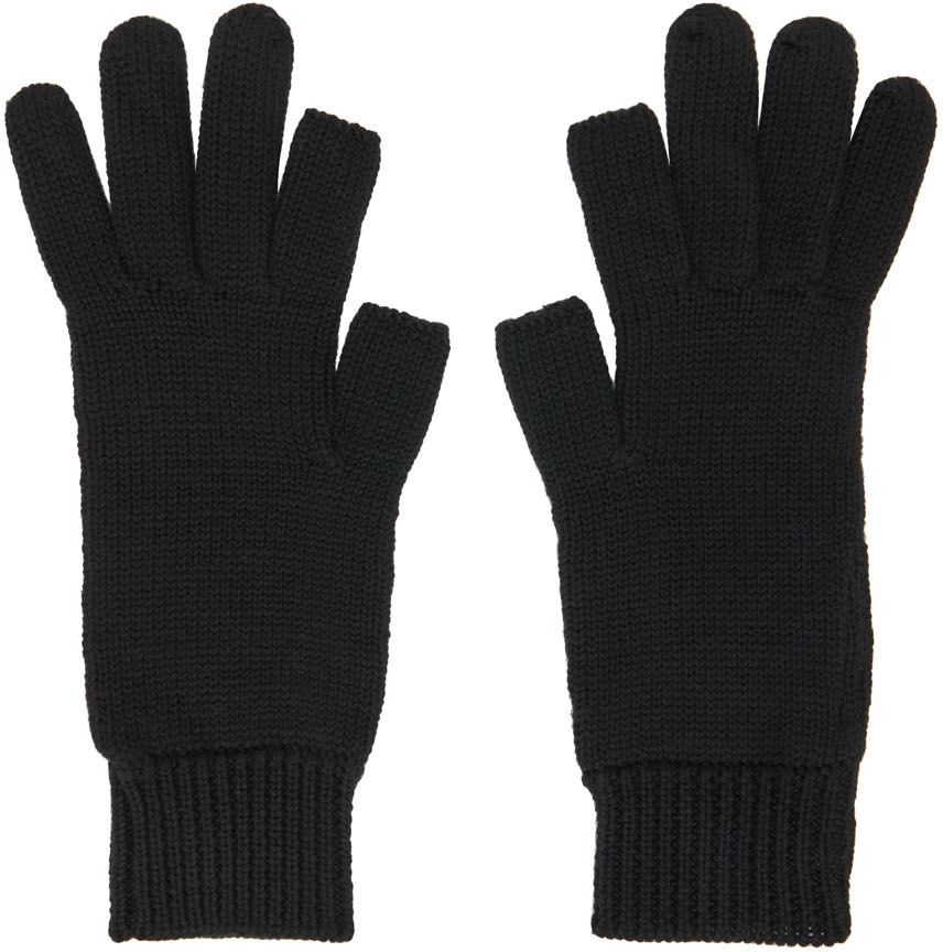 Rick Owens Black Cashmere Touchscreen Gloves