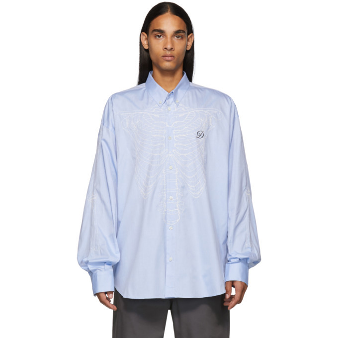 Doublet Blue Skeleton Embroidery Shirt Doublet