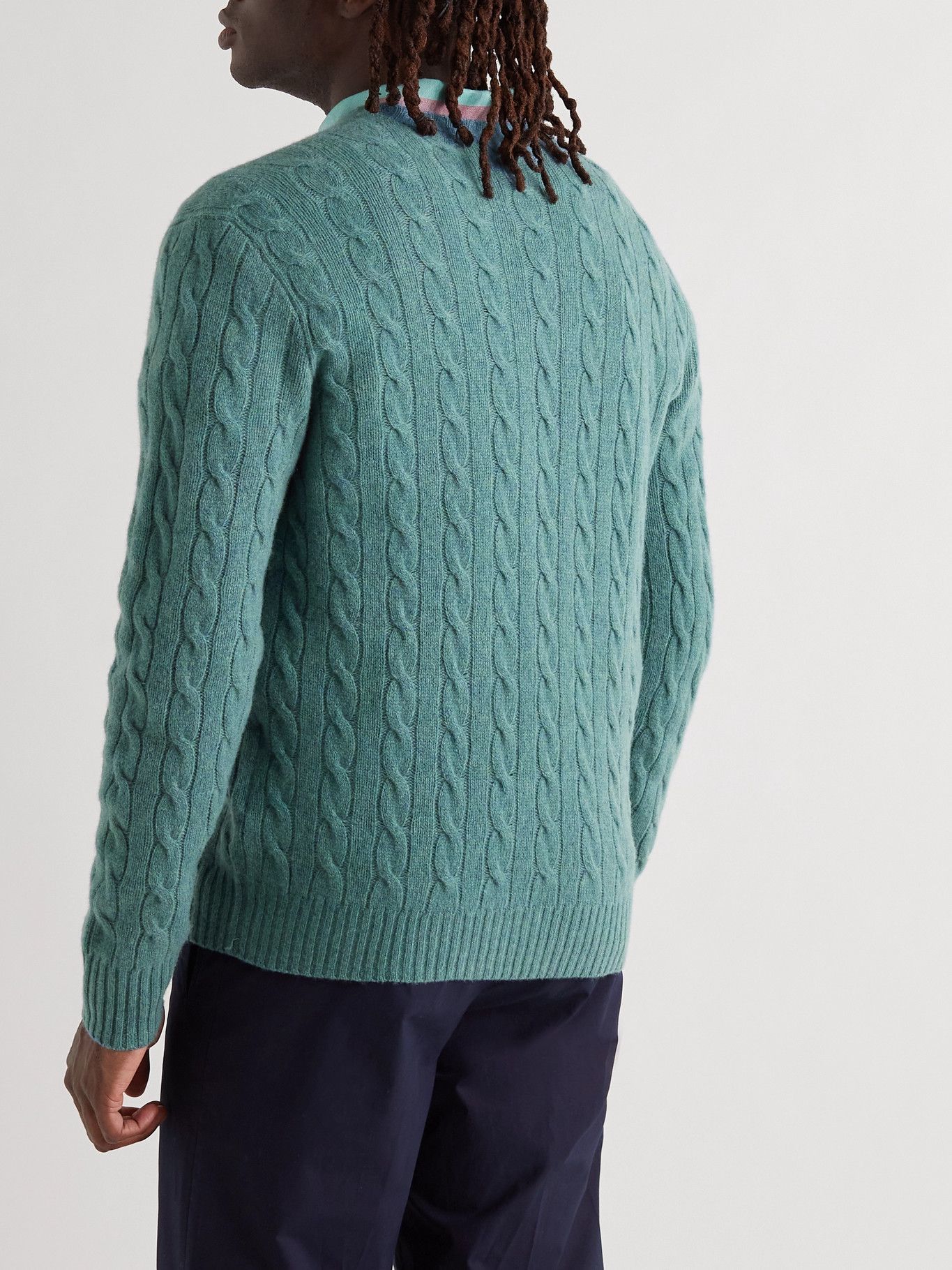 Polo Ralph Lauren - Cable-Knit Wool and Cashmere-Blend Sweater - Blue Polo  Ralph Lauren