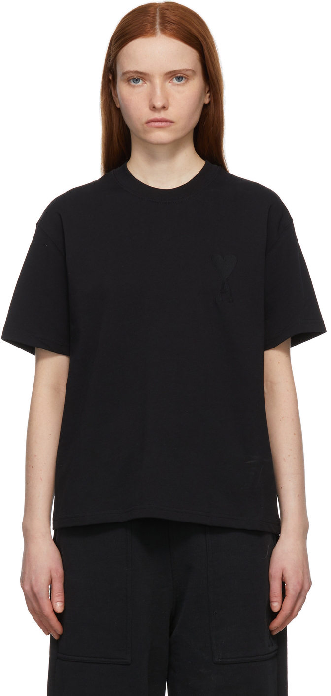 AMI Alexandre Mattiussi Black Ami de Cœur T-Shirt AMI Alexandre Mattiussi