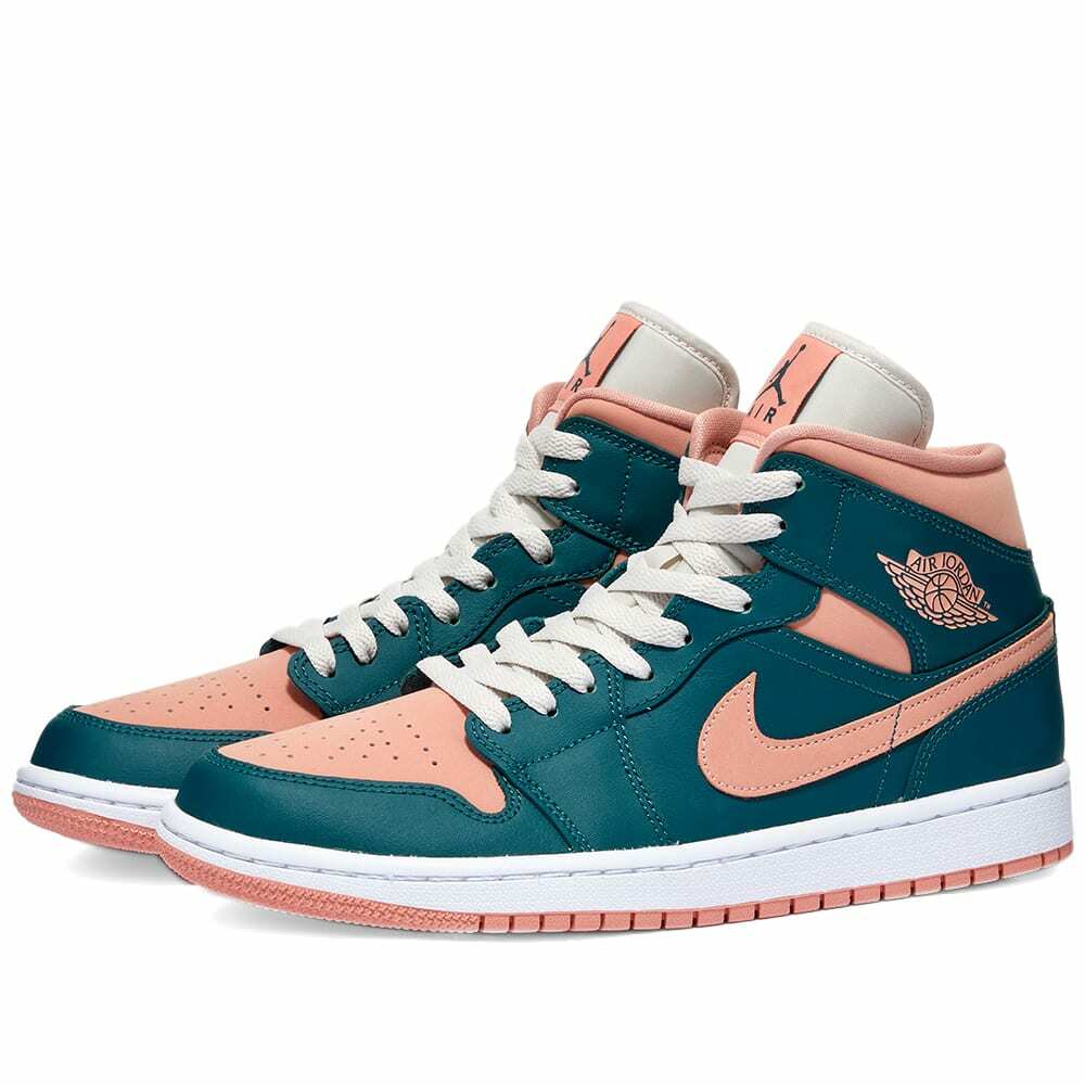 Air Jordan Women's 1 Mid Sneakers in Dark Teal Green Nike Jordan Brand