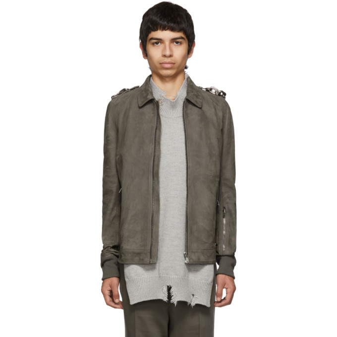 Rick Owens Grey Suede Rotterdam Jacket Rick Owens