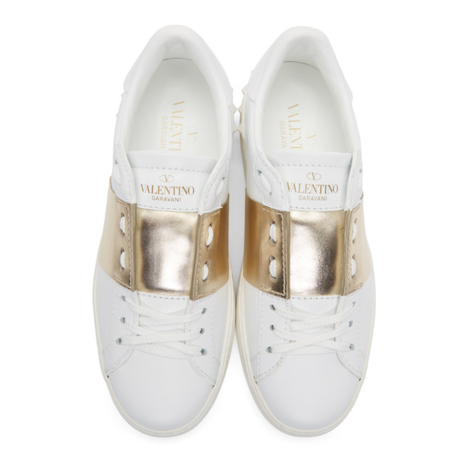 valentino sneakers gold and white