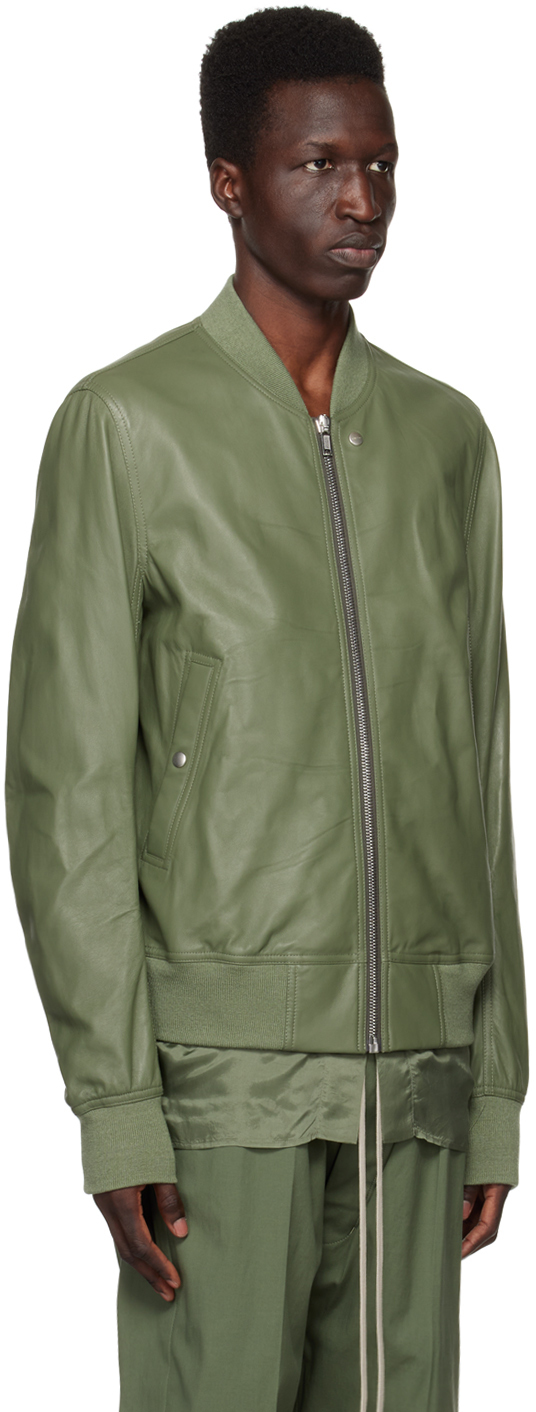 Rick Owens Green Classic Flight Leather Jacket