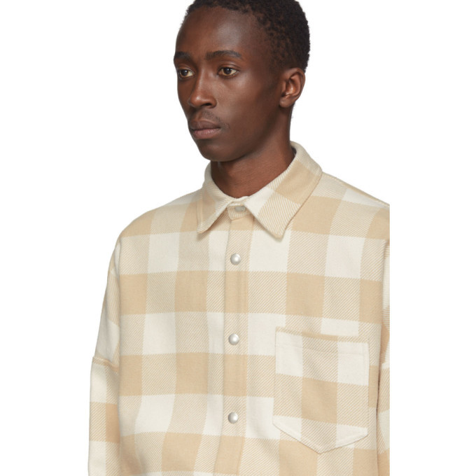 palm angels checked shirt beige