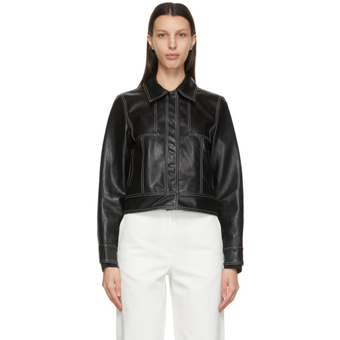 LVIR Black Faux-Leather Slim Short Jacket LVIR