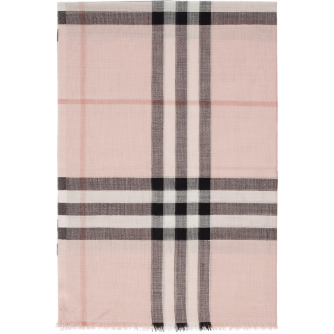 Burberry Pink Silk Giant Check Scarf Burberry