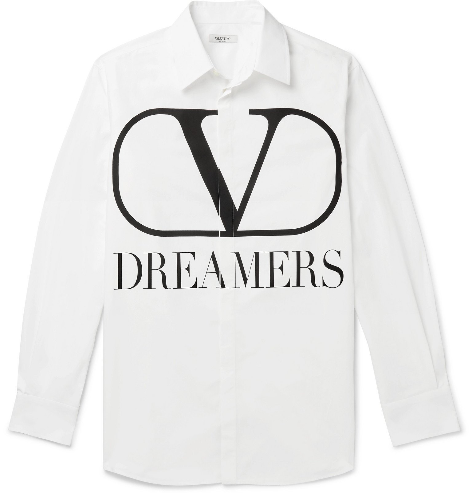 Valentino - Logo-Print Cotton-Poplin Shirt - White Valentino