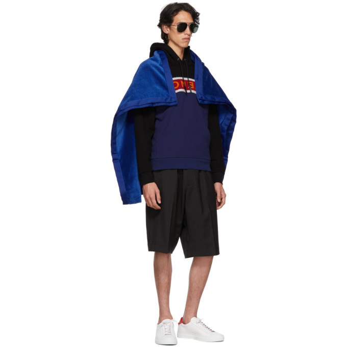 Givenchy Black and Blue Upside Down Logo Hoodie Givenchy