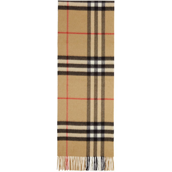 Beige Cashmere Classic Check Scarf Burberry