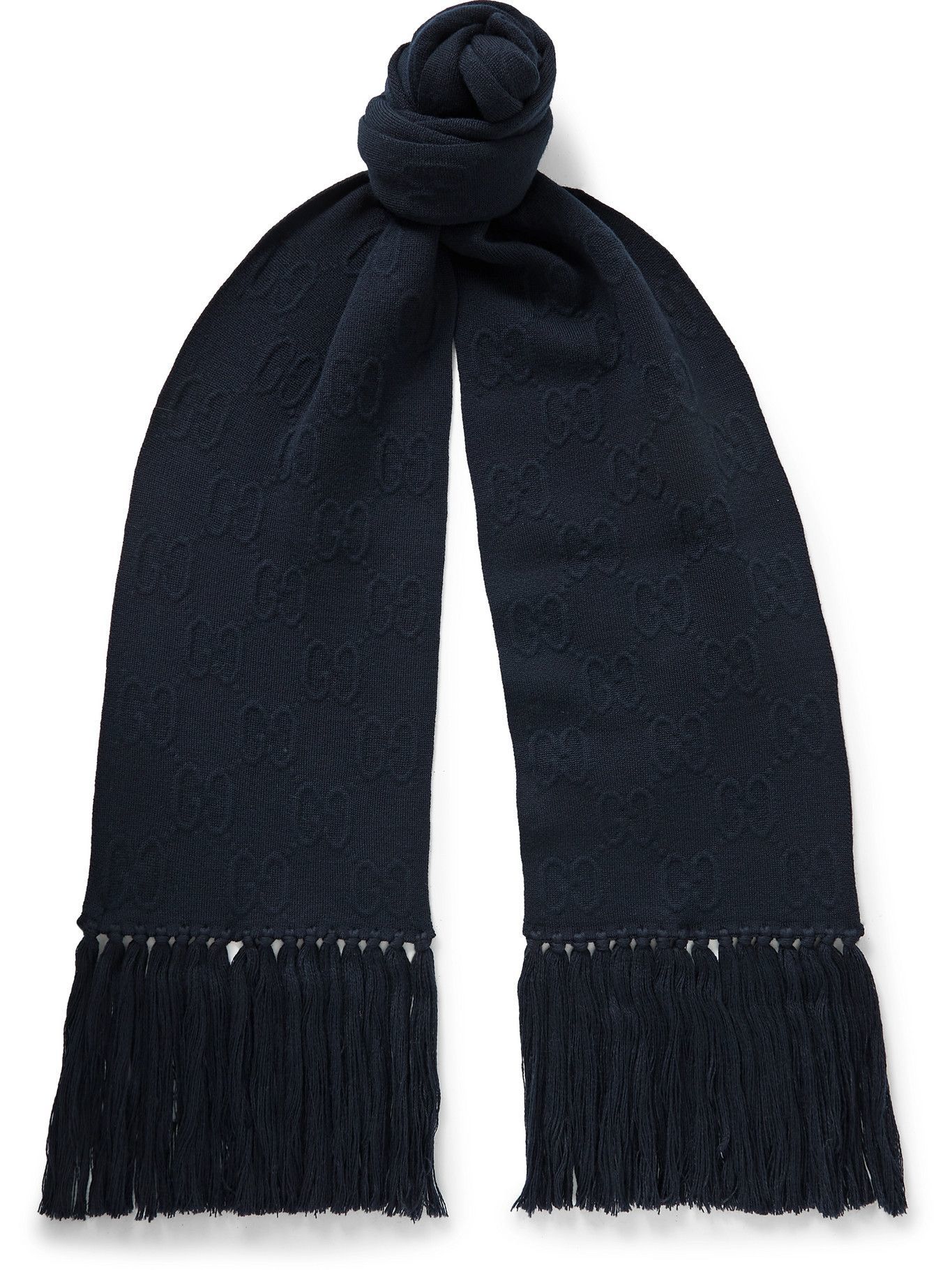 Gucci Fringed LogoJacquard Cotton Scarf Gucci