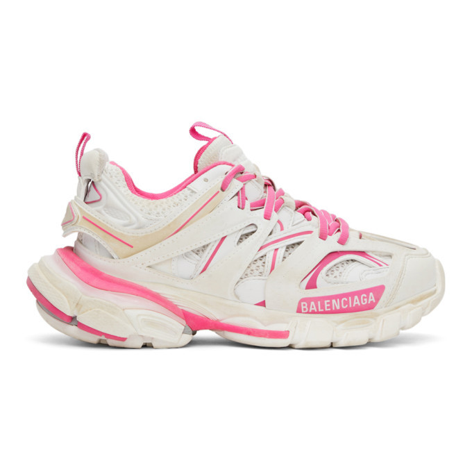 Balenciaga Pink and White Track Sneakers Balenciaga