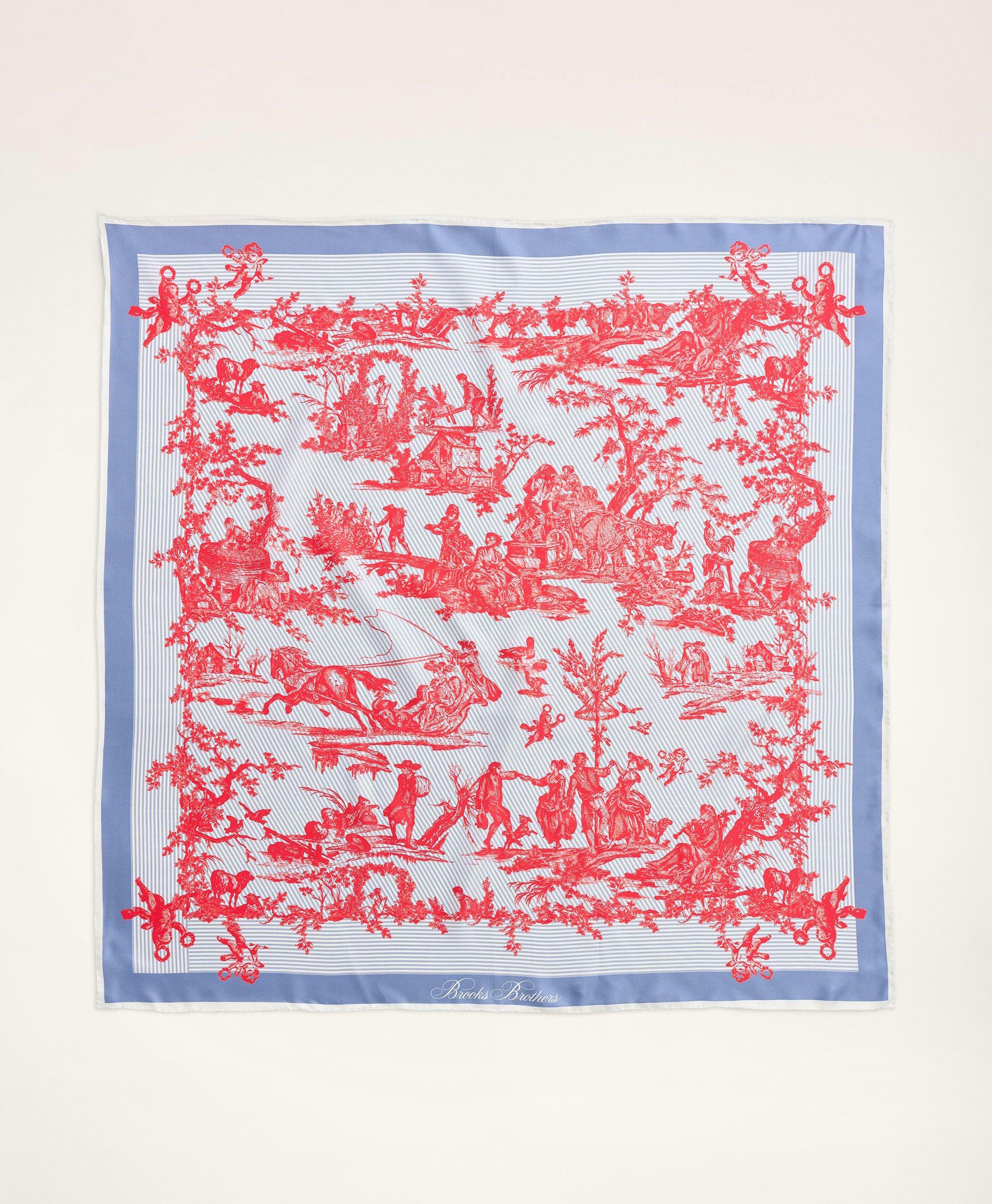Brooks Brothers Women's Silk Twill Square Toile Print Scarf