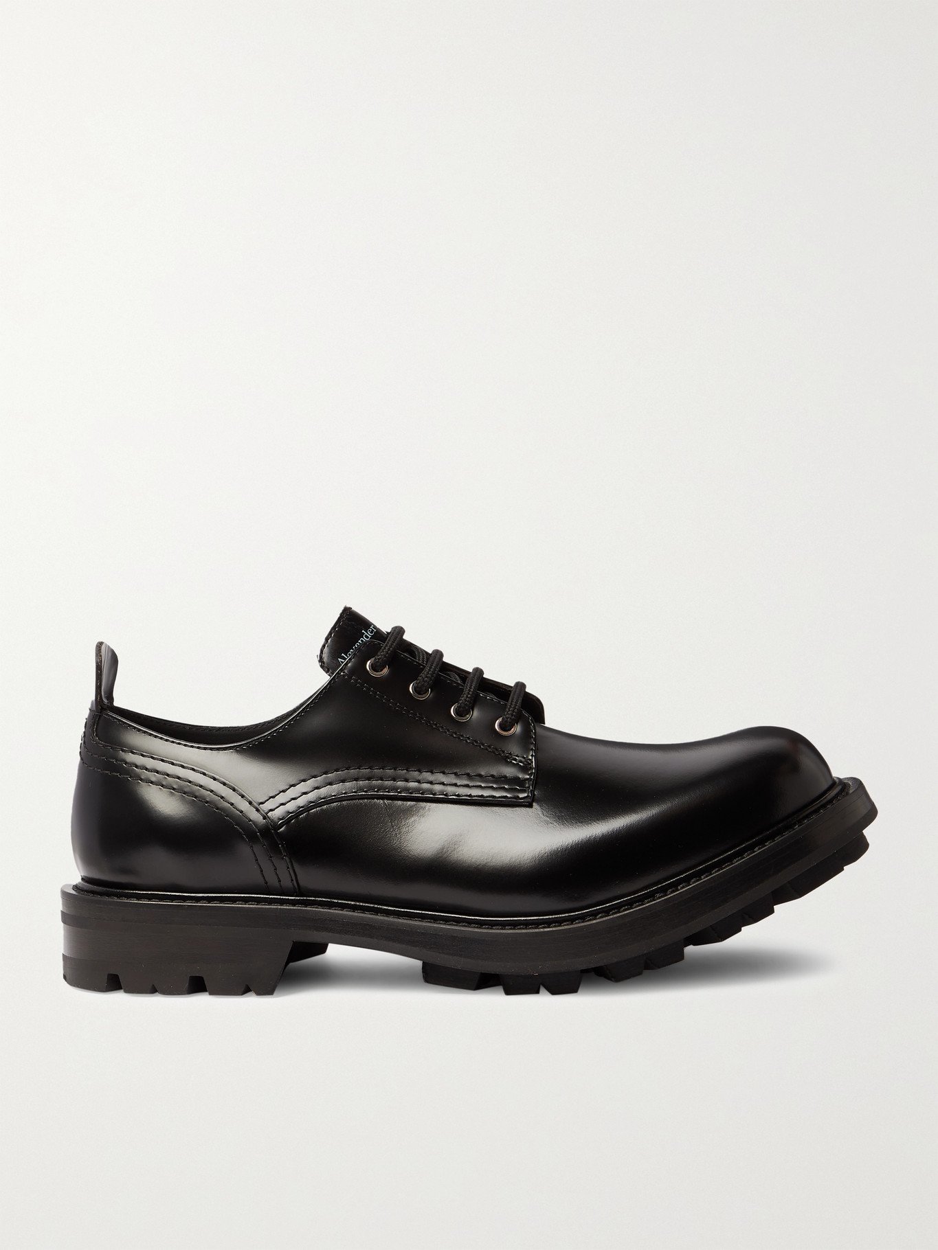 ALEXANDER MCQUEEN - Spazzolato Leather Derby Shoes - Black Alexander ...