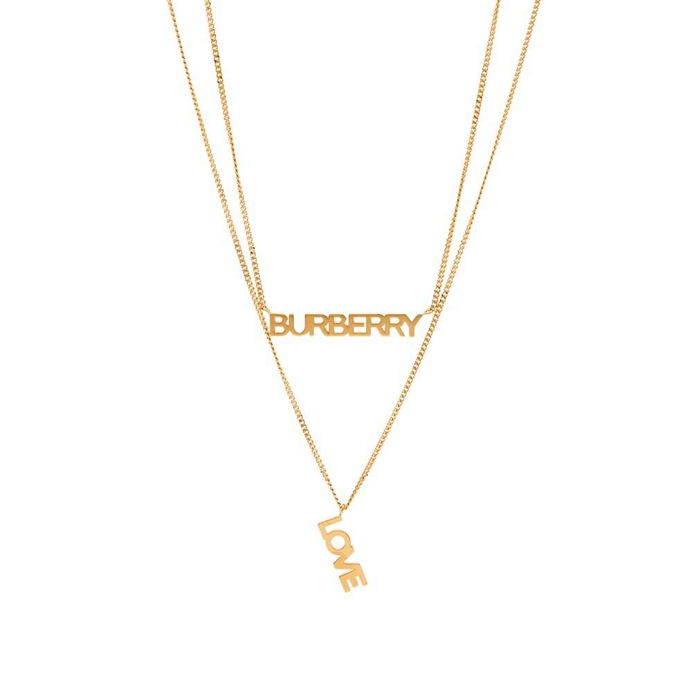 Burberry Women's Love Logo Necklace in Light Gold Burberry