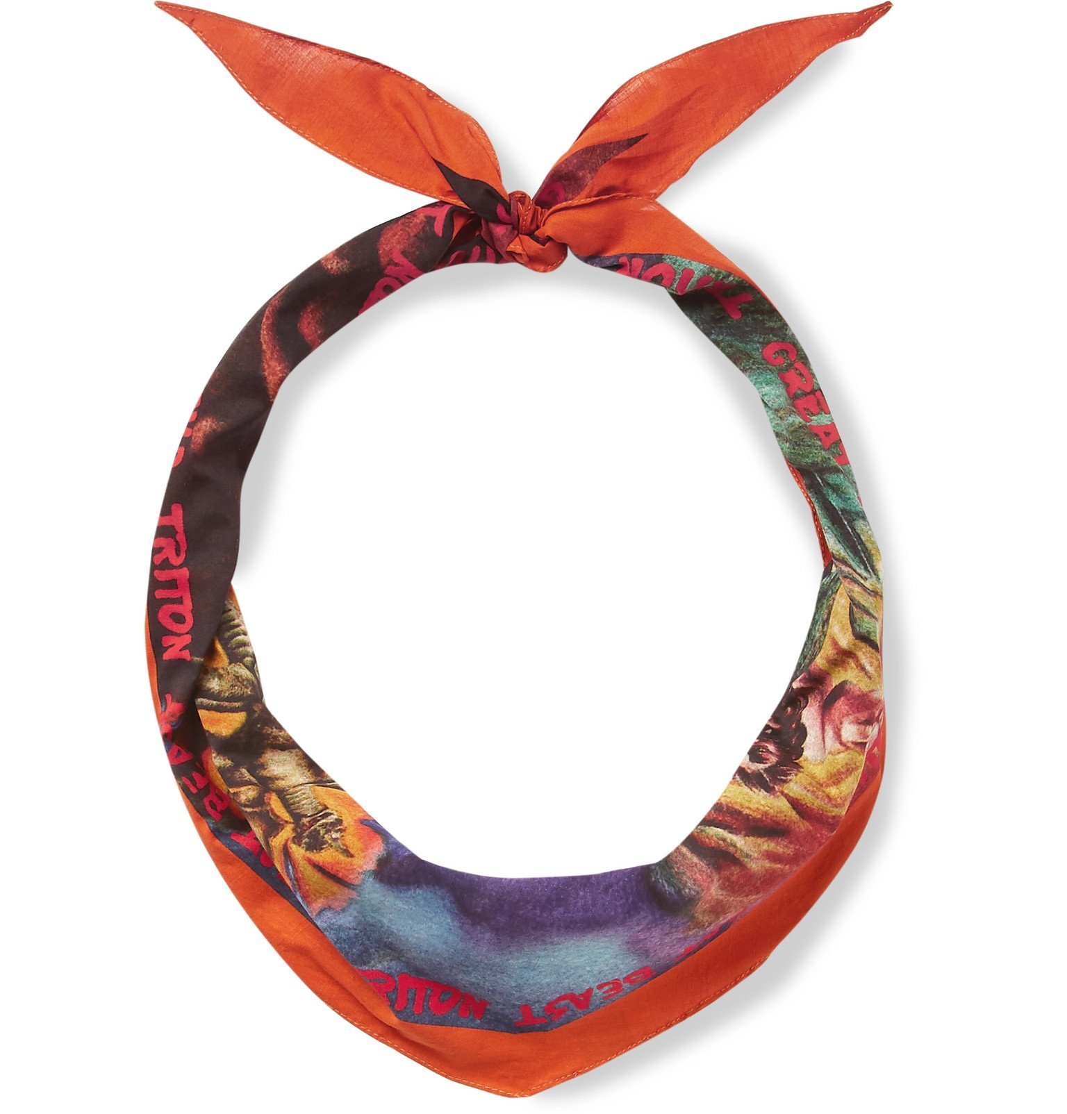 Acne Studios Monster in My Pocket Valor Printed Cotton Bandana Orange Acne Studios