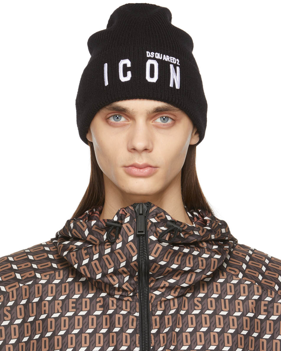 White Icon Logo Beanie Dsquared2