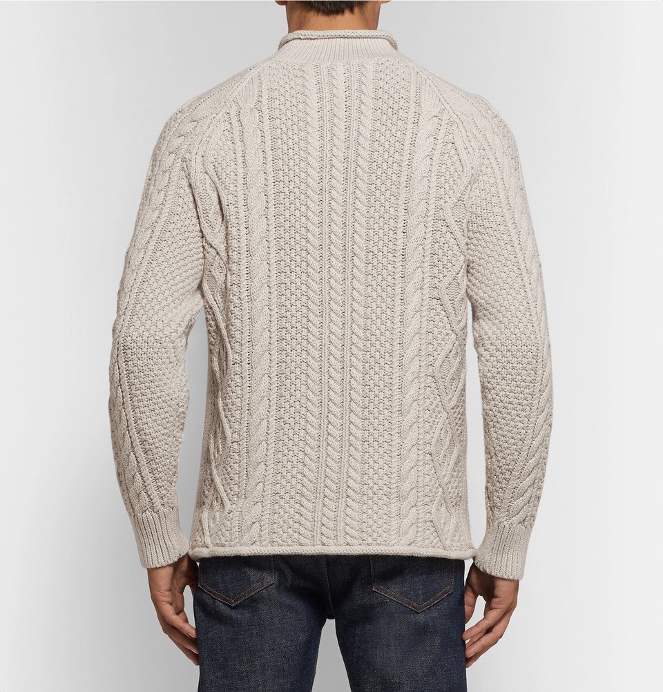 J.Crew - Cable-Knit Cotton Rollneck Sweater - Men - Cream J.Crew