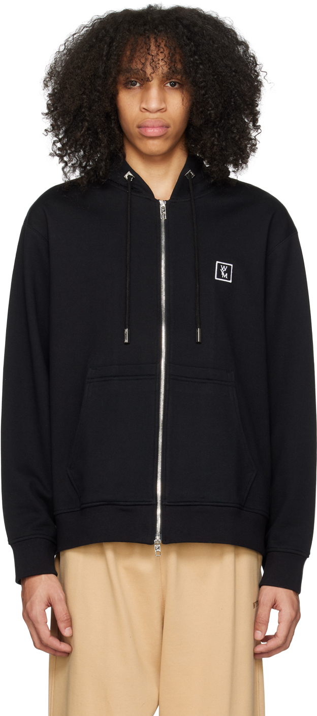 Wooyoungmi Black Embroidered Hoodie Wooyoungmi