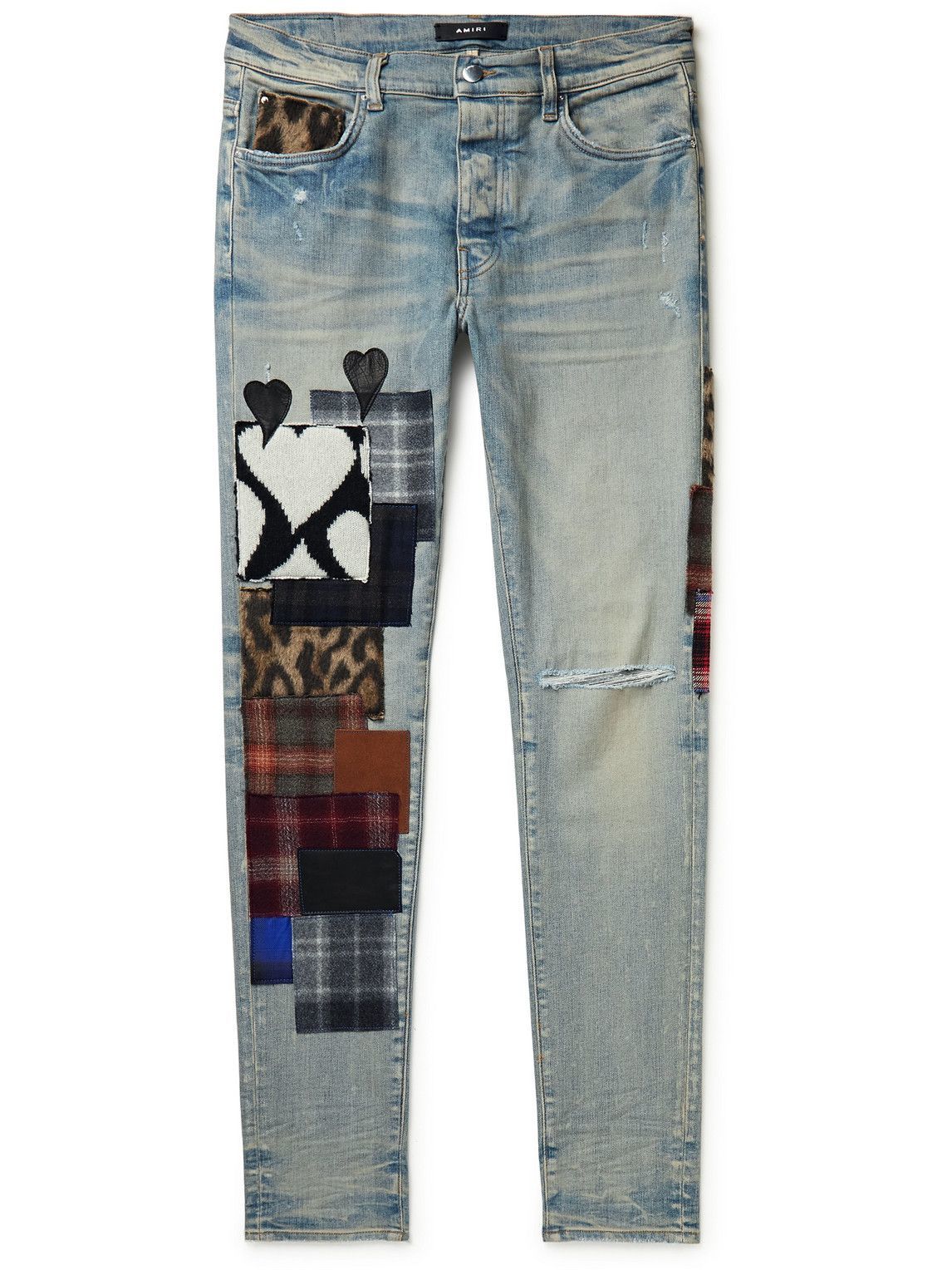 amiri jeans patchwork black