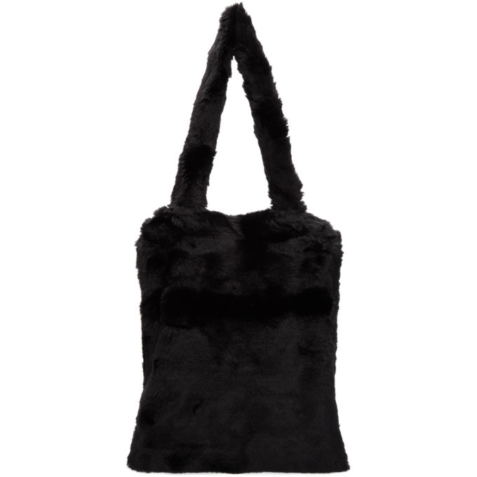 black fur tote bag