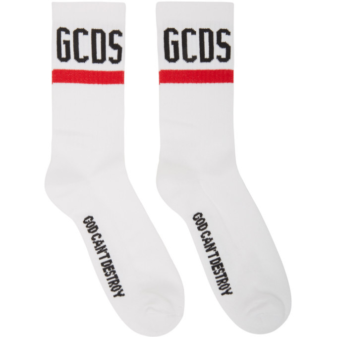 GCDS White God Cant Destroy Streetwear Socks GCDS