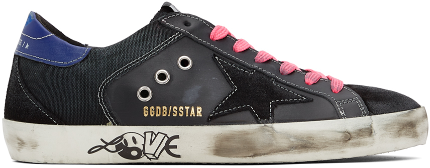 Golden Goose Black & Blue Canvas Superstar Sneakers Golden Goose Deluxe ...