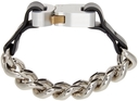 1017 ALYX 9SM Silver & Black Leather Details Chain Bracelet