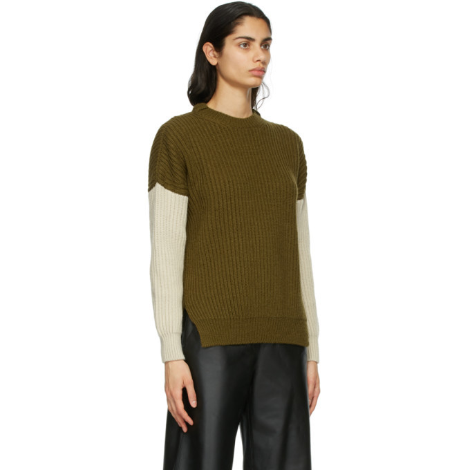 Loewe Khaki and Beige Ribbed Sweater Loewe