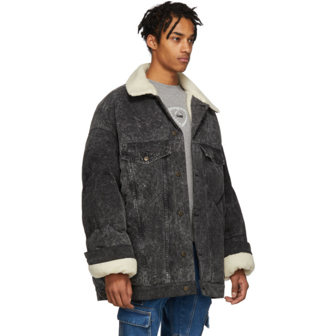 Y/Project Black Denim Puffer Jacket Y 