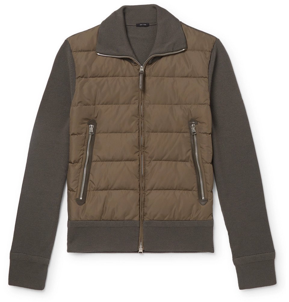 TOM FORD - Shell-Panelled Merino Wool Down Jacket - Army green TOM FORD