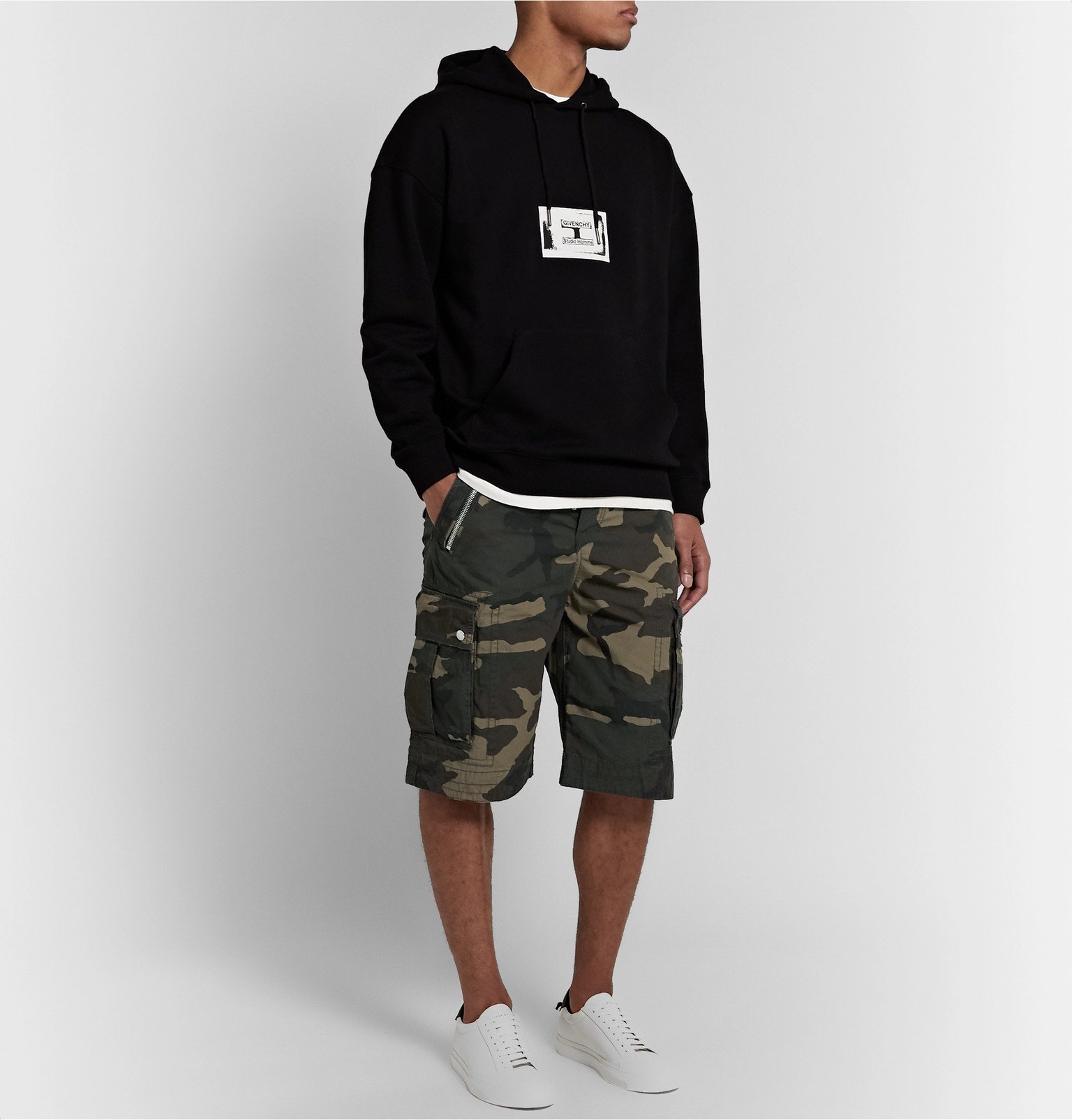 Camouflage-Print Cotton-Canvas Cargo 