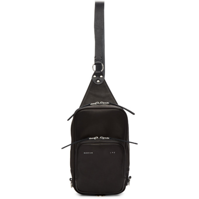 Lad Musician Black Leather Crossbody Backpack Lad Musician