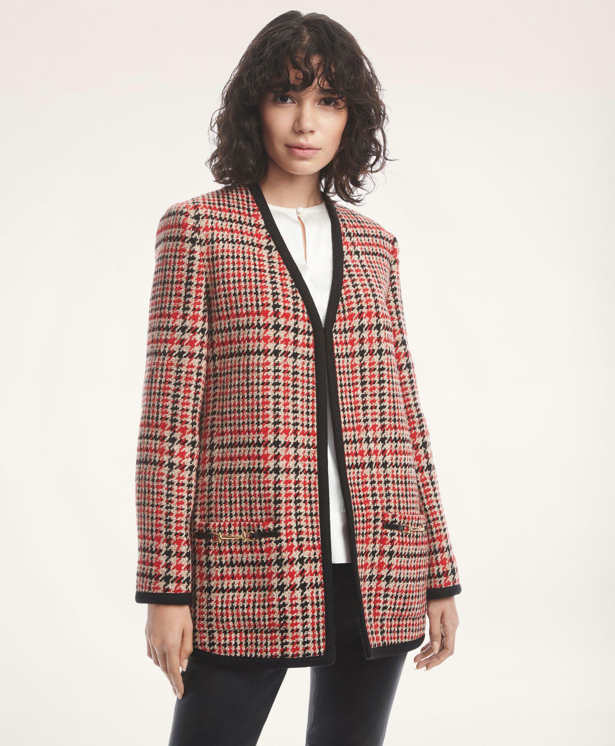 Brooks Brothers Women's Wool Blend Tweed Jacket | Red