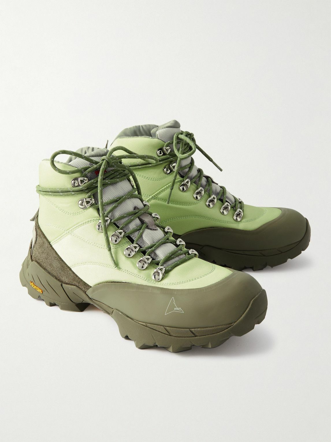ROA Rubber and SuedeTrimmed Canvas Hiking Boots Green ROA