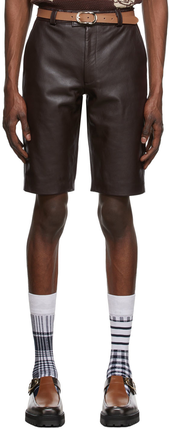Ernest W. Baker Brown Leather Shorts Ernest W. Baker