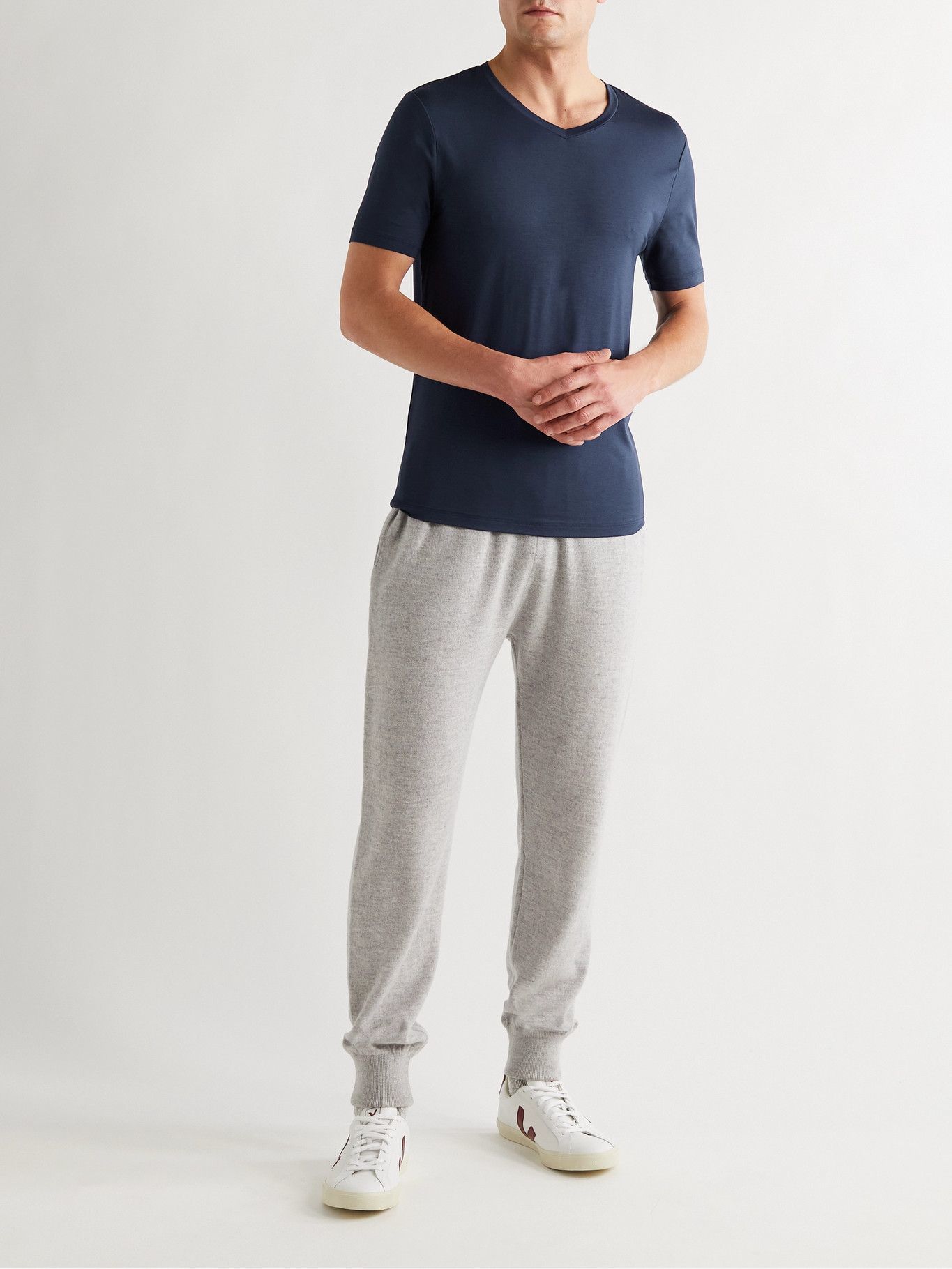 ORGANIC BASICS SlimFit Stretch TENCEL Lyocell TShirt Blue ORGANIC