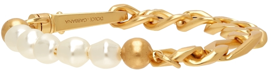 Dolce & Gabbana Gold DG Logo Pearl Bracelet Dolce & Gabbana