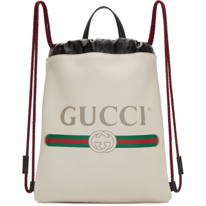Gucci White Small Logo Drawstring Backpack Gucci