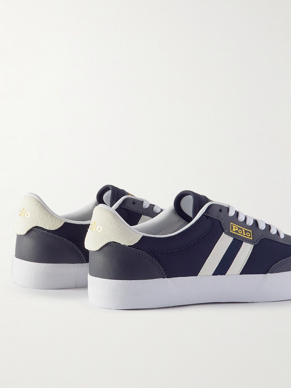 Polo Ralph Lauren - Court Vulc Webbing-Trimmed Leather and Mesh Sneakers -  Blue Polo Ralph Lauren