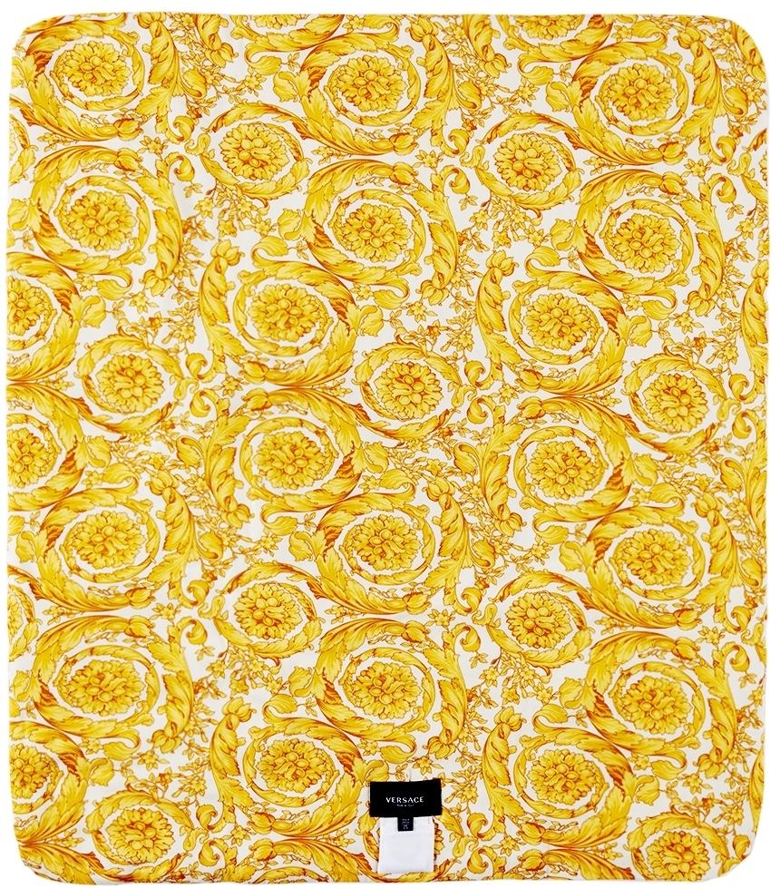 Versace Baby White & Gold Barocco Blanket Versace