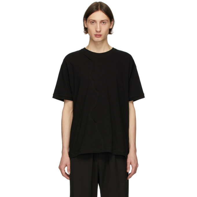 Isabel Benenato Black Detailed Front T-Shirt Isabel Benenato