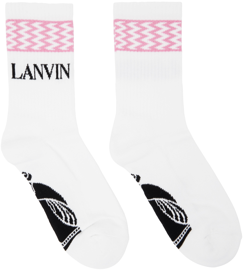 Photo: Lanvin White & Pink Jacquard Socks