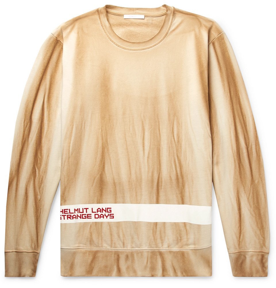 Helmut Lang - Logo-Print Tie-Dyed Loopback Cotton Jersey Sweatshirt - Brown Helmut  Lang