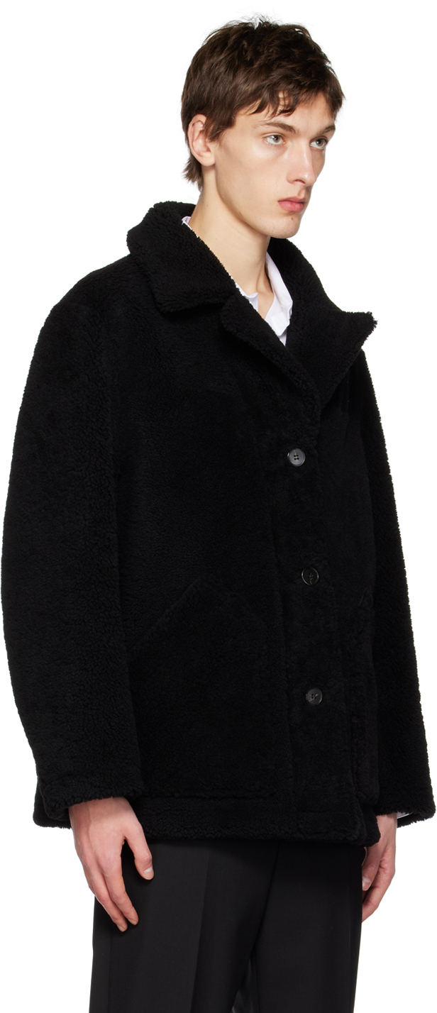 Theory Black Entrefino Reversible Shearling Jacket Theory