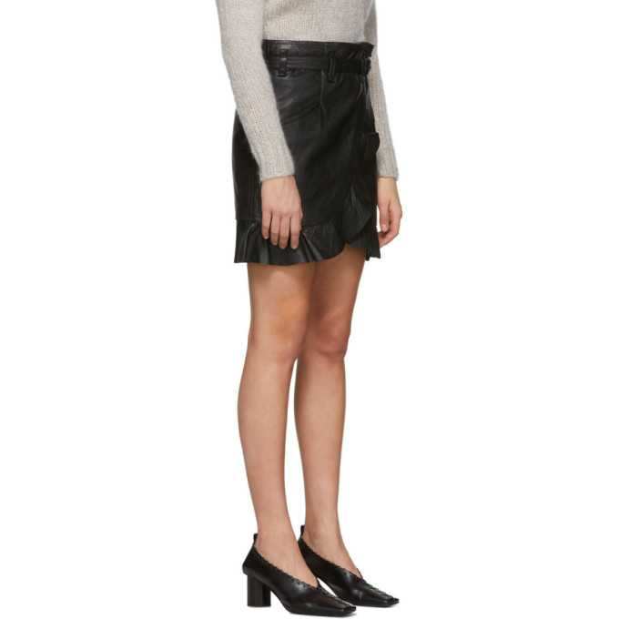 Isabel Marant Etoile Black Leather Qing Miniskirt