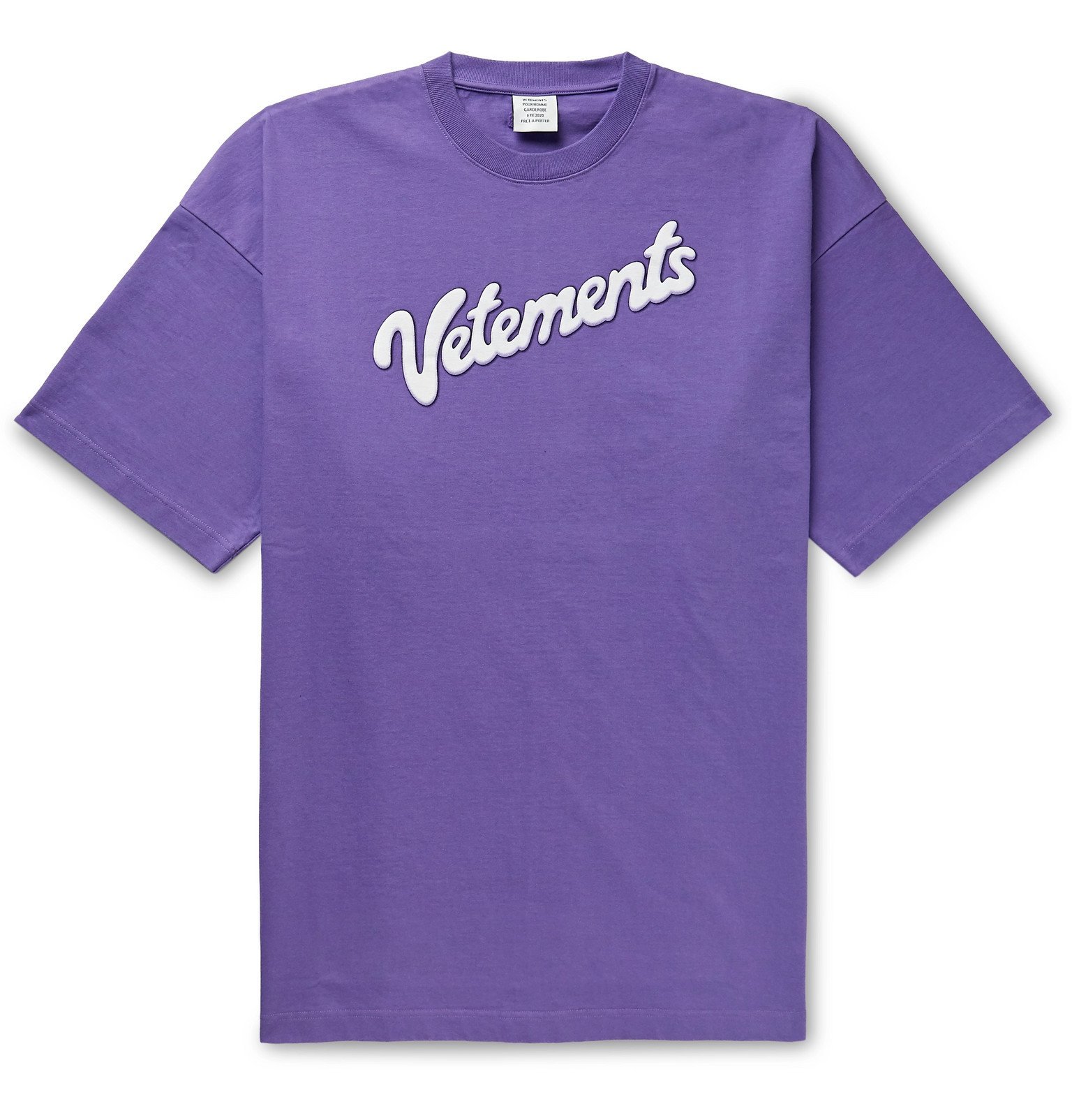 Vetements - Oversized Logo-Print Cotton-Jersey T-Shirt - Purple Vetements