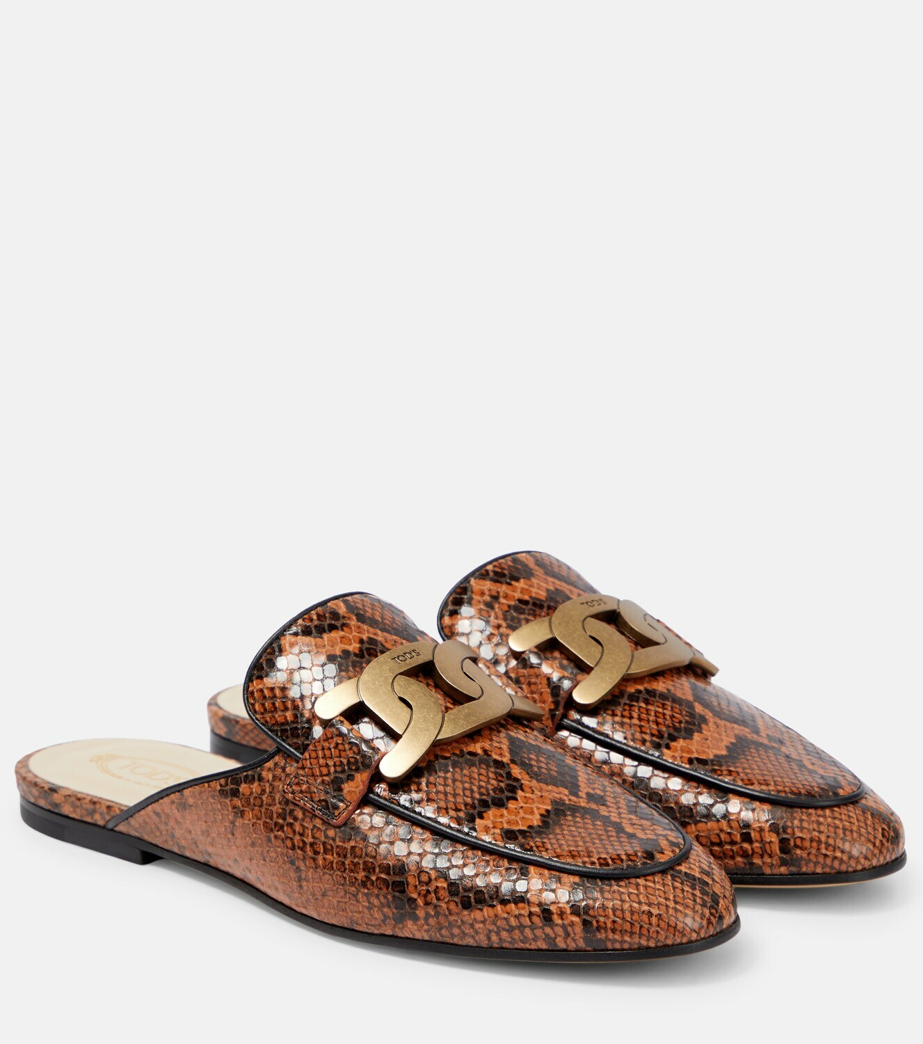 Tod's - Kate snake-effect leather slippers Tod's